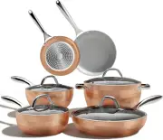 10-Piece Diamond Nonstick Ceramic Induction Cookware Set Scratch-Resistant Pots