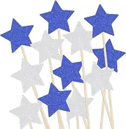 Dacitiery 20 Pcs Stars Cake Toppers Stars Glitter Cake Decorating Toppers for Birthday Cake Decorations Wedding Cake Topper