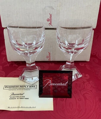 NIBNEW FLAWLESS Art Glass BACCARAT France Pair MERCURE Crystal WATER WINE GOBLET