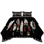 Black Background Feathers Coverlet