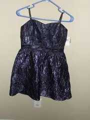 NWT Sz 6 Aidan Mattox Strapless Dress Navy Blue Black Fit N Flare Cocktail Form