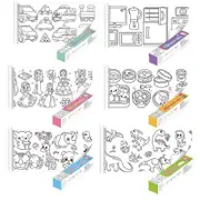Children Drawing Roll W/12Pens DIY Sticky Filling Paper