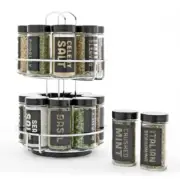 Filled 16 Jar Chrome Wire Revolving Spice Rack Smart Design Saving Space Kitchen