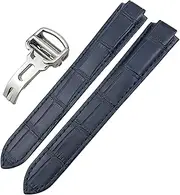 [DJDLFA] Genuine Leather Watchband 14mm 16mm 18mm 20mm 22mm For Ballon Bleu De Cartier Convex Type Colorful Calfskin Watch Strap