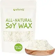 Vivva All Natural Soy Candle Wax for Candle Making Supplies DIY - 1KG Bag Premium Soy Wax Flakes Bulk
