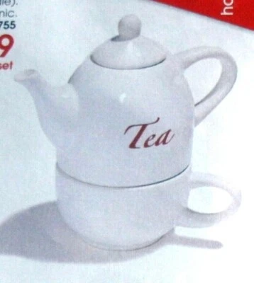 Cozy Tea Single Serve Ceramic Stacking China Teapot White Single Serve 21 w/ Cup