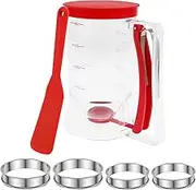 Batter Separator, 900ml Pancake Batter Dispenser Reusable Dispenser Set Easy to Use Cupcake Pancake Set with Mousse Rings Spatula for Baking Pancakes