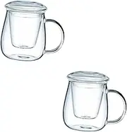 BRIGHTFUFU 2 Sets Elegant Tea Set Glass Tea Pot Strainer Heat-Resistant Cup for Lovers