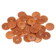 30pcs 4 Hole Flower Craft Sewing Button 38mm Handmade Wood Buttons, Red Brown