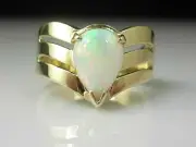 2 Ct Pear Cut Simulated Fire Opals Solitaire Wedding Ring 14K White Gold Finish
