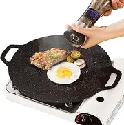 Korean Barbecue Grill - Round Induction Stove Grill Pan I with Non-Stick Coating and Even Heat Conduction, This Korean Grill features a one-piece construction.