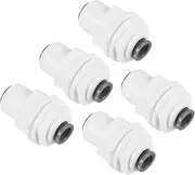 uxcell 1/4" Push to Connect Bulkhead Fittings, 5 Pack Straight Water Line Fitting for RO Water System, White