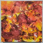 Heat Abstract Silk Dye Painting Fabric on Canvas Fiber Art Texas Temperature