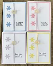 Set of 4 Handmade Birthday Greeting Cards~Petit Flowers