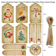 Vintage Christmas Kraft Paper Gift Tags with Twine String 50pk