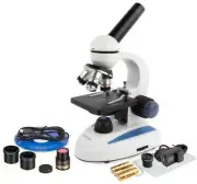 AmScope 40X-1000X Cordless Compound Microscope + Camera Top & Bottom LED Lights