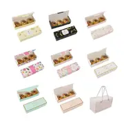 25pcs Long Strip Clamshell Packaging Box 3-Compartment Dessert Storage Box