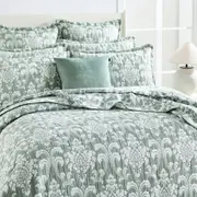 Renee Taylor Tahlia Jacquard Queen/King Coverlet w/ Pillowcases Bedding Jade