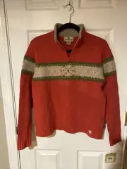 New With Tag Woolrich Sweater Womens Size M 100% Lambs Wool 1/4 Zip Pullover