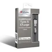 Verbatim Metallic Charge & Sync Lightning Cable - Silver 120cm or 1.2M (LS)