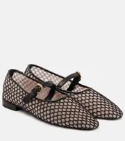 [Ulla Johnson] Ulla Johnson Isobel mesh Mary Jane flats AU 8 black