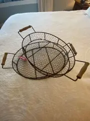 Hobby Lobby pair of metal oval baskets with handles new with tags B0058