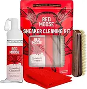 [RED MOOSE] Sneaker Cleaning Kit with Brush, Foaming Cleanser, Microfiber Cloth and Bag – Shoe Cleaner Kit for Sneakers