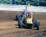 LENNY WALDO #71 USAC SPRINT CAR ON TRACK AT HOOSIER HUNDRED 8X10 GLOSSY PHOTO