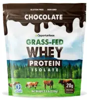 Opportuniteas Grass Fed Chocolate Whey Protein Isolate Powder - 20g Protein P...