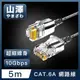 山澤 Cat.6A 10Gbps超高速傳輸八芯雙絞鍍金芯極細網路線 黑/5M