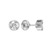 Bevilles Bezel Stud Earrings with 0.80ct of Laboratory Grown Diamonds in Sterling Silver and