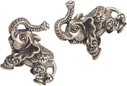 Luxshiny 2pcs Brass Elephant Statue Adornment Creative Old Treatment Desktop Decor Unique Brass Crafts for Lasting Use Compact Antique-Style Ornament