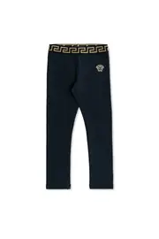 Versace Kids Logo Embroidered Straight-Leg Leggings 12,6Y,6,14Y,10Y Black