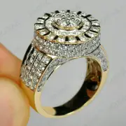 4.00Ct Round Cluster Natural Moissanite Men's Engagement Ring Yellow Gold Plated