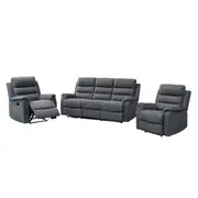 Edison 3+1+1 Fabric Recliner Lounge Suite - Charcoal