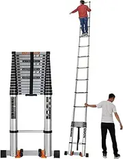 Telescopic Ladder Telescopic Ladders Multi-Purpose Extendable Ladder Telescopic Ladder 5m/6m/7m/8m Tall Telescoping Ladder with Stabiliser Bar, Aluminum Telescopic Extension Ladder for Roofi