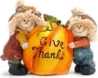 Hodao Fall Thanksgiving Resin Scarecrow Pumpkin Figurines - Adorable Scarecrow E
