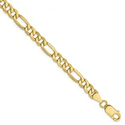 8 Inch 10K 6.6mm Semi-Solid Figaro Chain