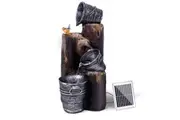 Gardeon Solar Water Feature Cascading Fountain 3-Tier Bucket LED light Bird 76CM