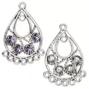 2 AntiquedSilver Pewter Teardrop Earring Made with Swarovski Tanzanite Crystals*