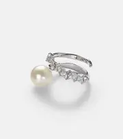 [Yeprem] Yeprem Pearlescent 18kt white gold ring with diamonds and pearl P silver