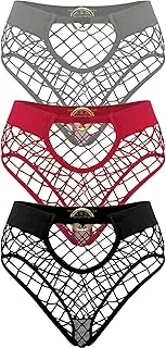 [Meshal] Womens Breathable Sexy Mesh Underwear Women Pants See Through Panties Crotchless Durable Elastic 3Pack