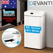 45L Battery Sensor Automatic Bin White Convenient Hands Free Compact Steel