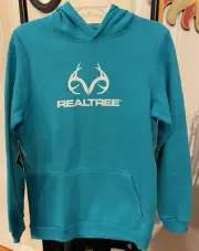 REALTREE Youth Barrier Reef (Teal) Fleece HOODIE - Size 2XL (18) Lined Hood -NWT