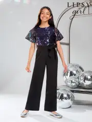 Lipsy Black Sequin 2-in-1 Party Jumpsuit (5-16yrs) (AG3471) | $69 - $81