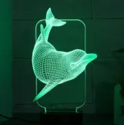Dolphin LED Night Light 7-Color 3D Illusion Lamp, incl. USB Cable, EmotiGlow™