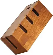 Wooden Cable Management Box Stylish Cord Organizer for Home Office Heat Dissipation Design Material Tidy Storage for Cables and Items Rustic Appearance