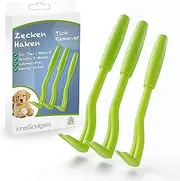 innoGadgets Tick Hook Tick Tweezers Various Hooks for All Tick Sizes Gentle Tick Removal in Seconds Free E-Book: Cool Tricks for Smart Dogs Green (Set of 3)