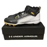 Under Armour Baseball Cleats Men’s 14 Harper 6 Mid RM Black White Gold NEW