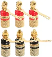 HOMSFOU Easy Install Speaker Terminals Connectors Gold Plated Banana Jack Socket Set